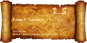 Kampf Sándor névjegykártya